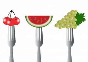 Fruits on fork