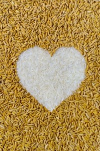 heart shaped rice and grains